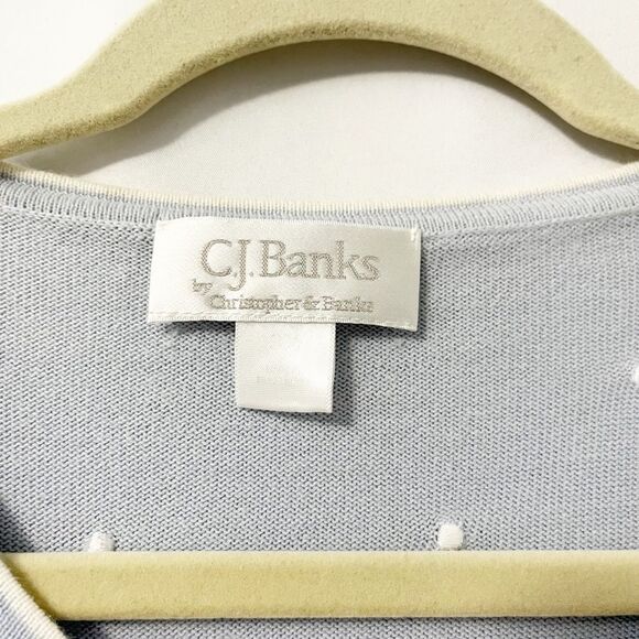 🟢CJ Banks Light Blue 3/4 Sleeve Embroidered Dots Button Down Cardigan Size 3X - Picture 5 of 7
